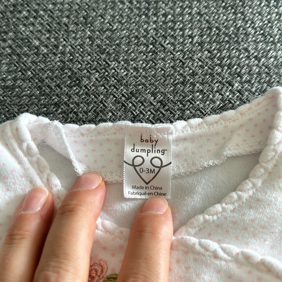 Baby Dumpling matching kimono set, size 0-3 months, white with pink dots - Picture 3 of 8